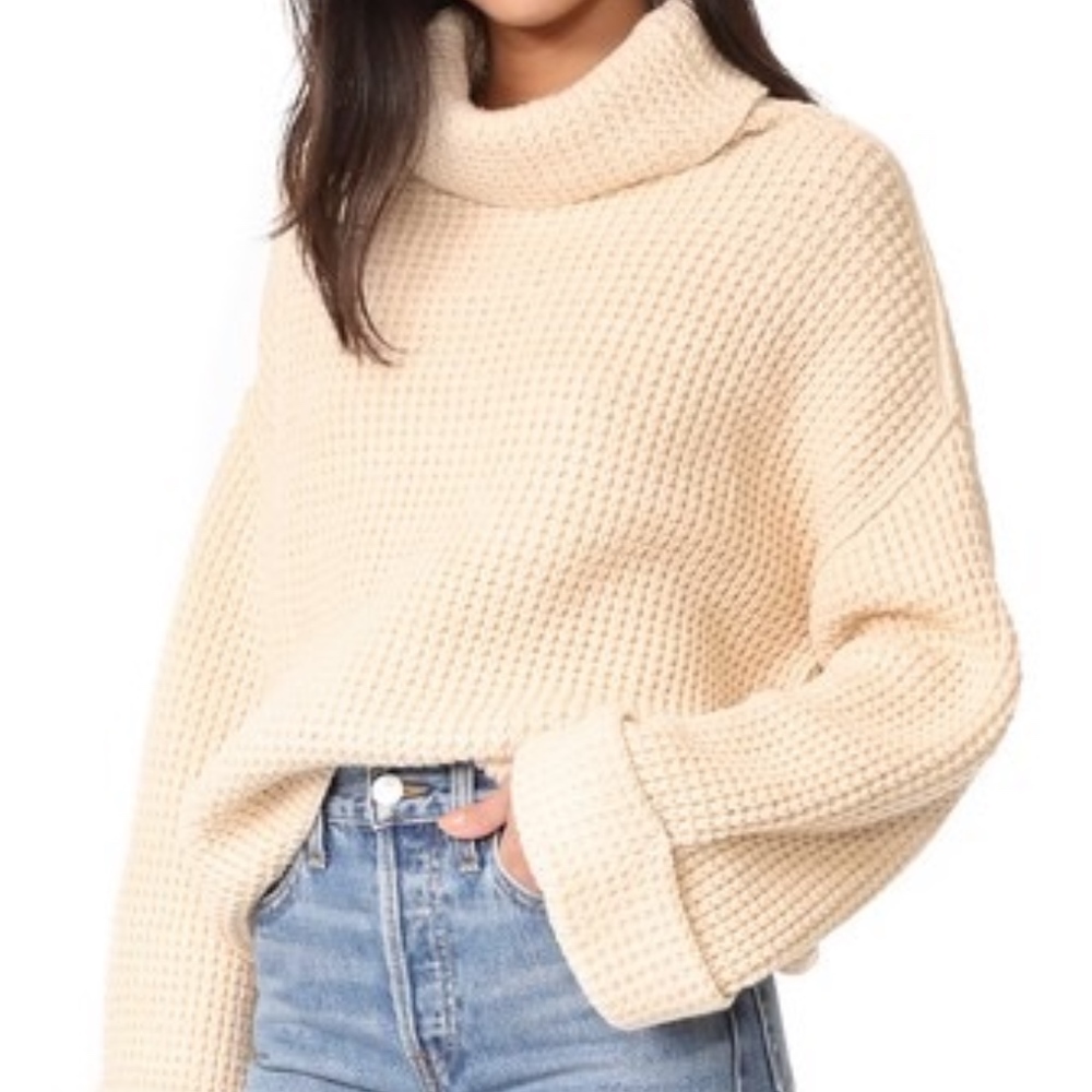 Free People Cream Turtleneck Pullover Sweater S